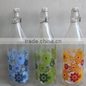 Swing top glass bottles 1000ml with decal