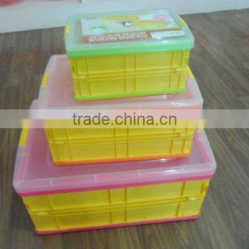 big plastic folding basket with lid