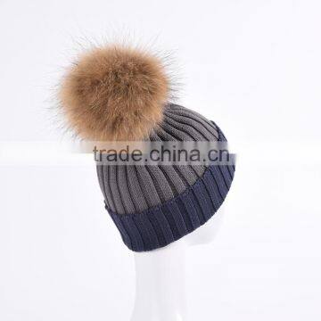 Constract Color Knitted Fur Child Hats Baby Children Winter Hats KZ160086 photo-3