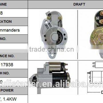 12V 1.4KW Jeep auto starter motor OEM M01T20972 for 05-09 Commanders Lester17938