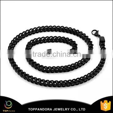 Amazon main product 2016 fashion black plated stainless steel mens chain necklace