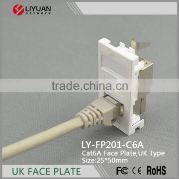 LY-FP201-C6A Wall stp faceplate rj45 cat6a face plate , stp face plate