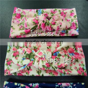 Fancy cotton fabric wide headware - fashion stretch knited headwraps -floral custom printed elastic headbands