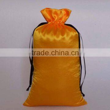 Wholesale custom printed hair extension packaging drawstring satin bag