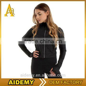 wholesale bomber Spandex jackets/women workout yoga lightweight jacket women activewear hoodies