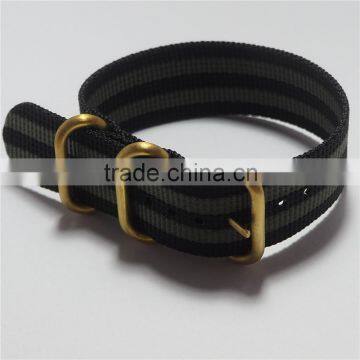 Black Gray Stripe Color PVD Gold 24mm Zulu Watch Strap photo-3