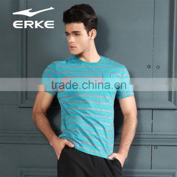 ERKE 2015 Mens Summer Casual Round Neck T-shirt With Personaliz Stripe Breathable Cotton t Shirt With Front Pocket Wholesale/OEM photo-6