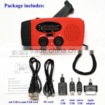 Portable Solar Power Hand Crank AM/FM Dynamo Radio+ LED Flashlight+Phone Charger