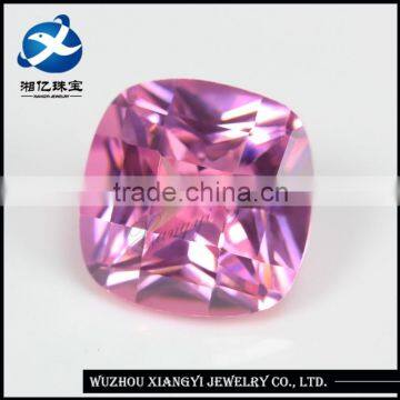 guangxi 10 mm square checkerboard pink cz cubic zirconia gem stone for jewelry