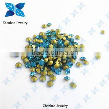 Hot fix round shape Aquamarine rough gemstone price loose rhinestone for jewelry