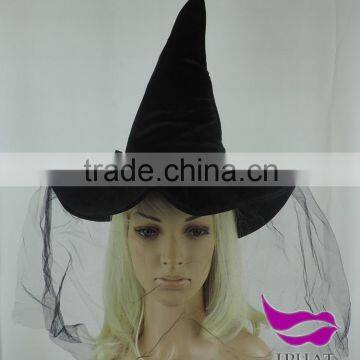 Halloween hats black bow lace witch hat