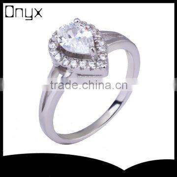 Fashion 925 Sterling Silver Ring Heart Shaped AAA Zircon Pave Setting Ring
