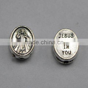 Wholesale cheap oval shape zinc alloy Jesus metal bead and Jesus I trust in you