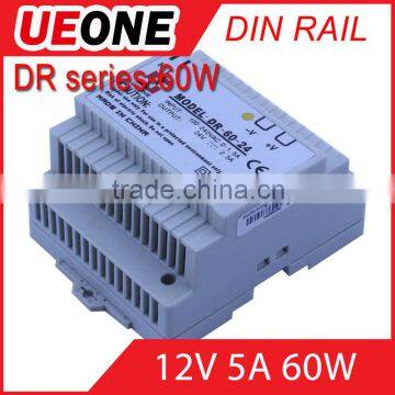 Hot sale 60w 12v 5a Din Rail switching power supply Of DR-60-12