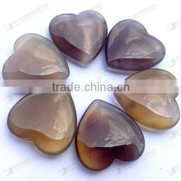 Wholesale gemstone jewelry grey agate heart shape bead for nacklace pendants/charms(20mm/25mm)