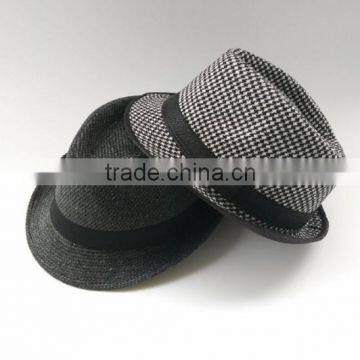 checked fedora hats black and white wool felt bucket hat