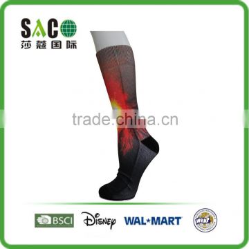 Red flame printing polyester socks