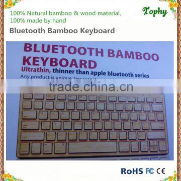 Wholesale Mini Ultra-thin Bluetooth Wireless Computer Keyboard in Bamboo Color photo-6