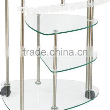 Professional salon equipment salon trolley with glass material