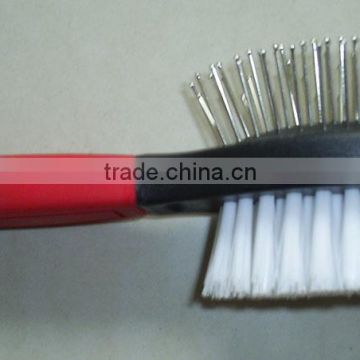 double-sided plastic handle dog brush