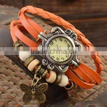 Xianjian Watch Factory Wholesale, Butterfly Pendant Watch, Fashion Retro Genuine Leather Long Wristband Watch