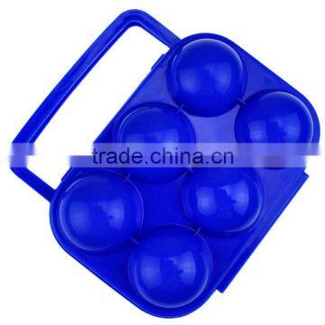 Plastic Camping barbecue Picnic Portable egg Boxes mould with handle/outdoor 6pcs Holder Container blue