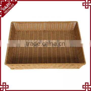 Functional washable plastic wicker rattan display basket for fruit storage