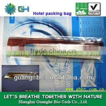 100% biodegradable plastic /PLA transparency bag for hotel, toothbrush,soap,comb,etc