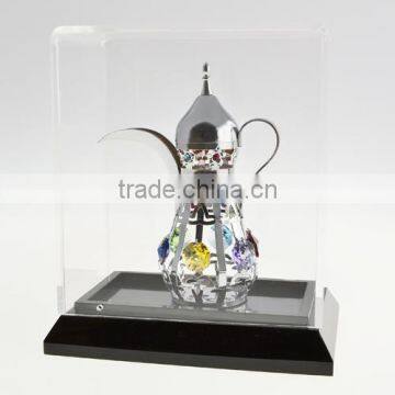Gold Plated Decorative Mid-east Kettle With Acrylic Box for Home Decoration photo-2