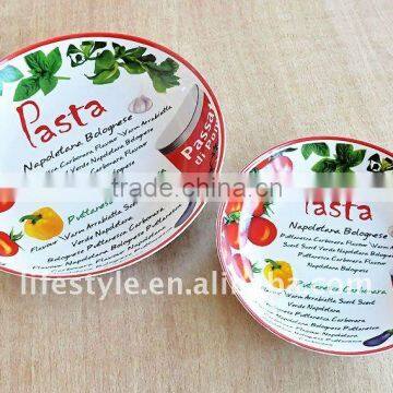 8" Porcelain pasta with decal printing