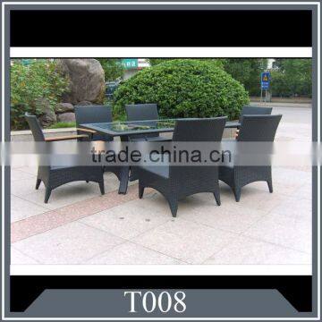 rattan outdoor/living room furniture PE rattan dining sets for 6 persons