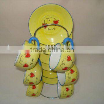 tableware coffee set with iron rack
