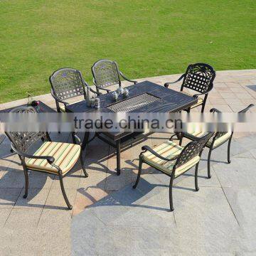 Outdoor dining table aluminum cast table set garden 2 in 1 patio table aluminium set