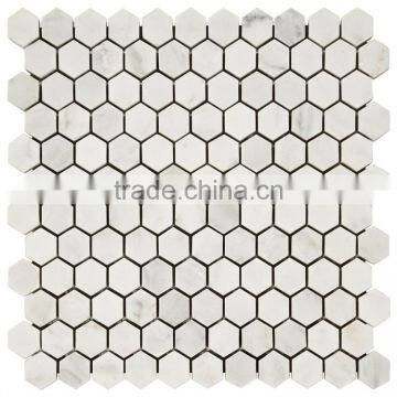 MM-CV249 Hot sale home design natural stone carrara white marble hexagon floor mosaics tile