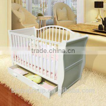 European Style New Born Baby Bed, Wooden Baby Crib Multifunction Baby Crib Bed With Drawer photo-4