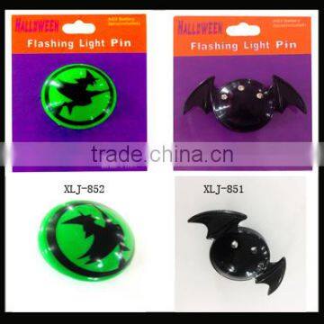 Halloween witch and bat flashing pin