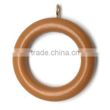 Smooth Wood Curtain Rod Ring With Screw Eye To Fit Curtain Poles Up To 35mm Diameter, Medium Brown Wood