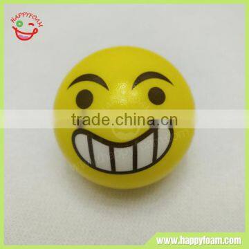 Bad smile face emoji PU anti stress ball , hot selling foam bouncing ball toy