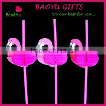China Supplied Party Decoration Tissue Paper Flamingo Plastic Drinking Straw Flexible photo-2