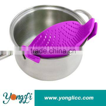 Kitchen Food Pan Silicone Clip-on Strainer Colander Pot Bowls Draining