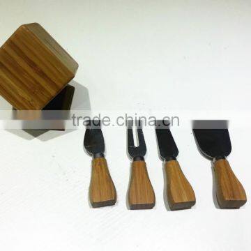 4pcs Bamboo Handle Cheese Knife Set photo-2