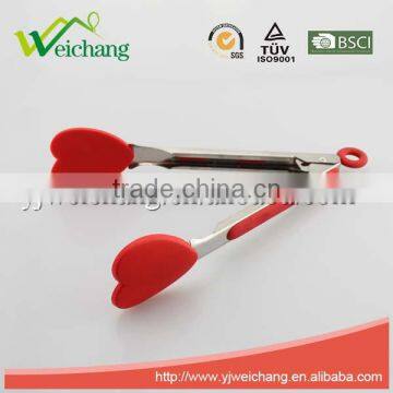 WCHXK06 Premium Comfort Stainless Steel Locking Heart Shape Food Tongs With Heat Resistant Silicone Heads, Good Grip photo-3