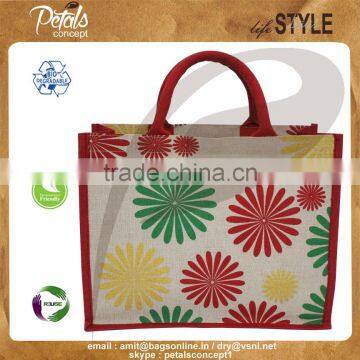 PP Laminated juco tote bag with padded rope handle