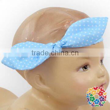 Latest Design Baby Hairband White Dots Print Headband Rabbit Ears Pattern Elastic Hairband