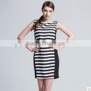 2014 Fashion women striped dress bandage dress sheeleless