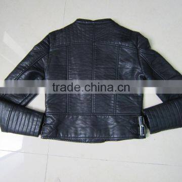 Custom Fashionable Short Style pu Leather Lady Slim Jacket photo-2