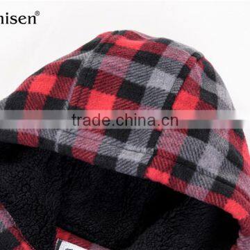2017 Oem Service Factory Windproof Plaids Warm Bomber Men Polar Fleece Coat photo-3