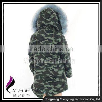 CX-G-P-07A Raccoon Fur Hooded Genuine Rex Rabbit Fur Lined Parka With Fur Jacket photo-3