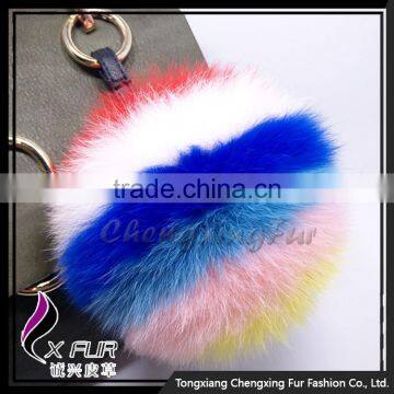 CX-R-55 Real Fox Fur Custom Keychain Fur Ball Pompom Girls Bag Charm