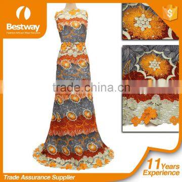 Orange Bestway Wax Print Fabric African 6 Yards With Stones BLW017-8 For Hot Sale photo-2